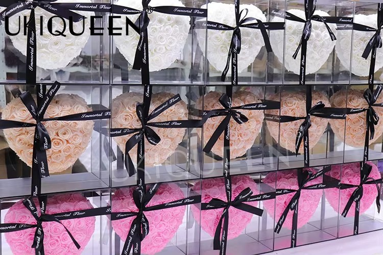 Preserved rose heads used in gift boxes and floral domes