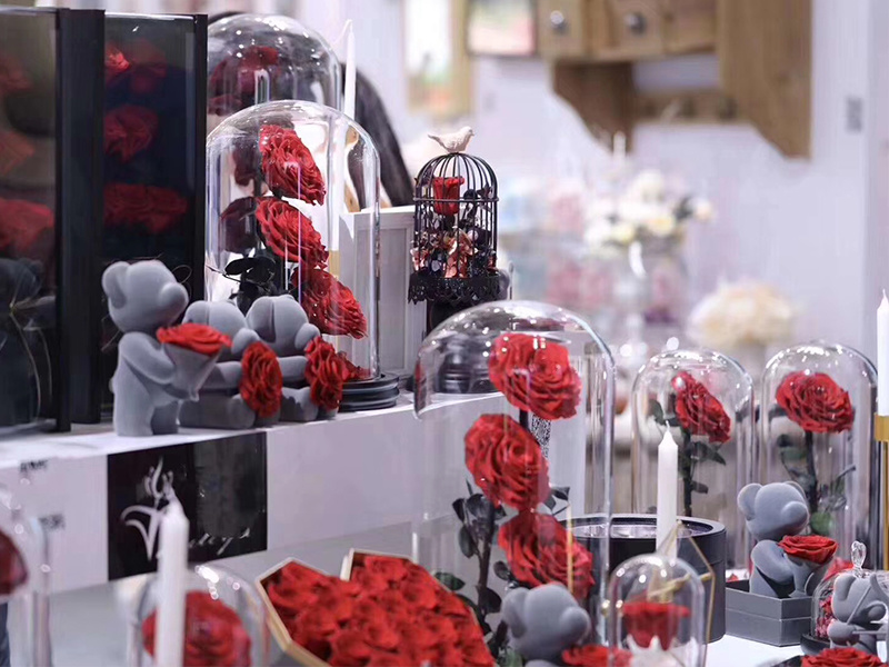 Eco-friendly preserved rose bouquet with greenery for event stage setup