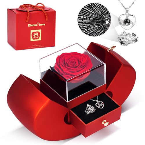 Preserved Rose in Acrylic + Necklace Gift for Her & Mom | Valentine's & Mother's