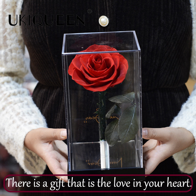 Luxury Mirror Acrylic Eternal Rose Box - Custom Preserved Roses Gift for Valentine's Day, Weddings, Anniversaries | Bulk Wholesale Display Case with Forever Flowers