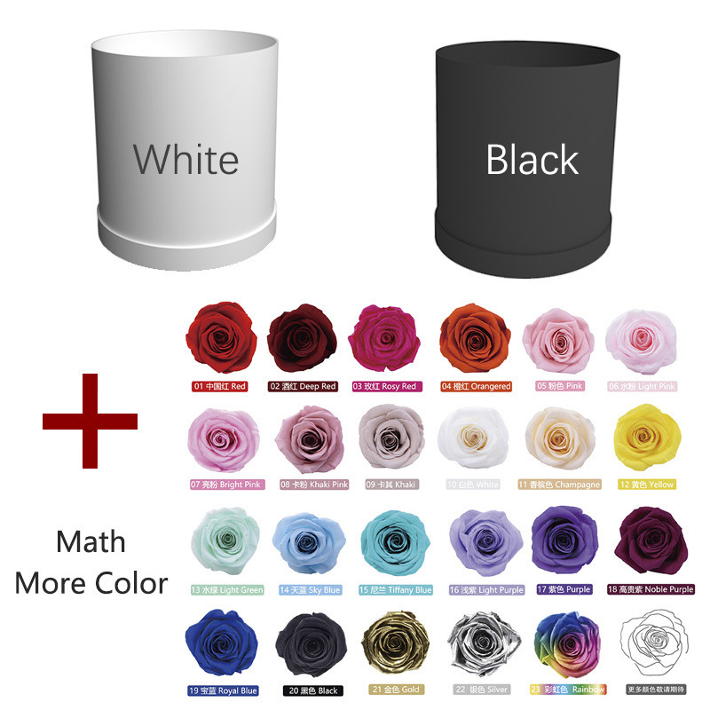 Preserved rose flower round box packaging color and rose color customization