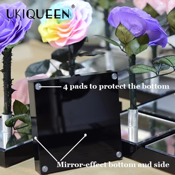 Preserved Rose Mirror Acrylic Box Bottom Gasket Protection