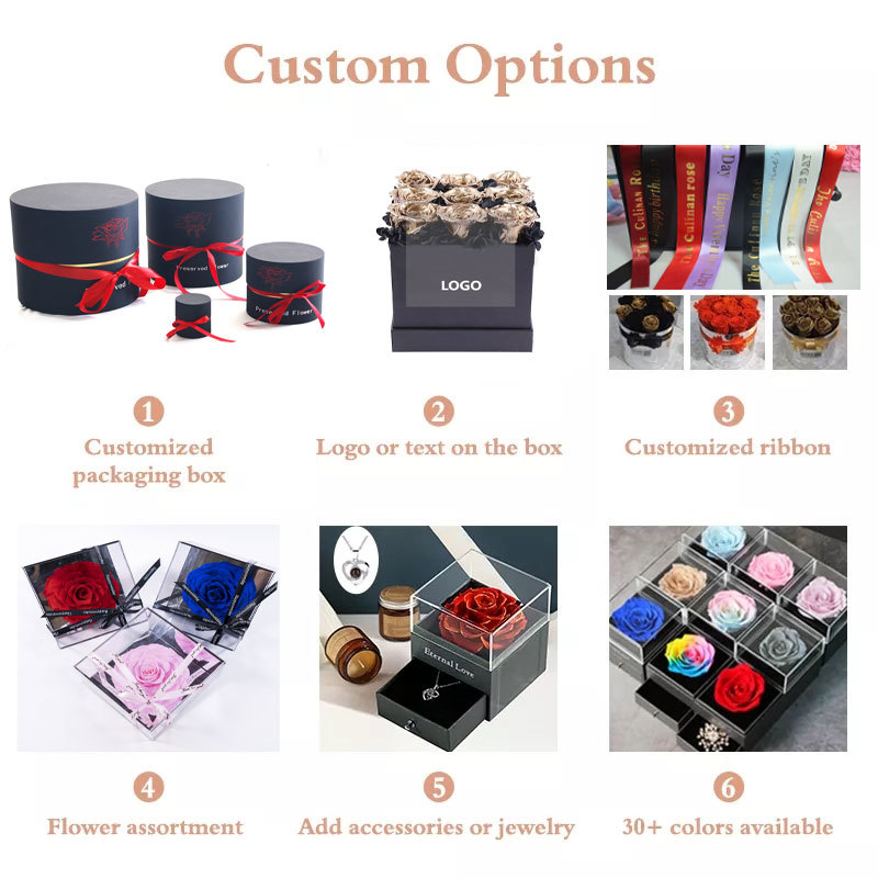 More custom options for preserved flower gift boxes
