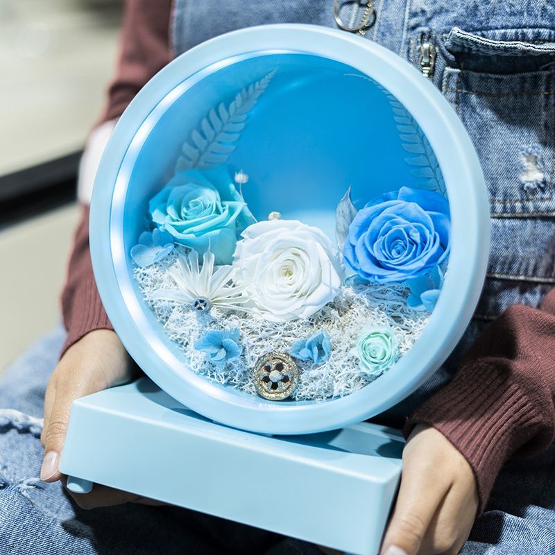 Flower and Moon Round Table Lamp Eternal Flower Creative Gift