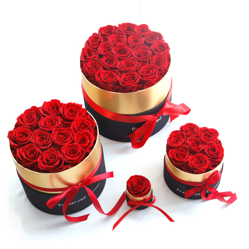 Real Touch Preserved Rose in Gold Box | Luxury Valentine Gift