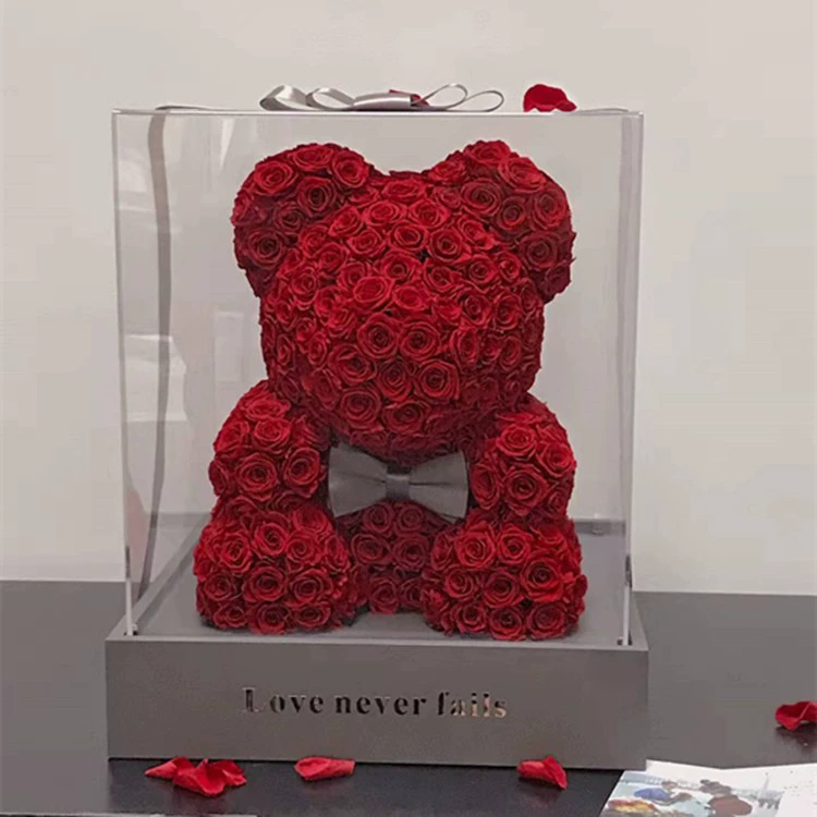 Real Preserved Rose 2-3cm Luxury Valentine Day wedding Gift Rose Bear