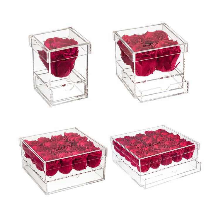 Preserved Roses in Acrylic Box-Jewelry storage box Eternal Roses Custom Gifts