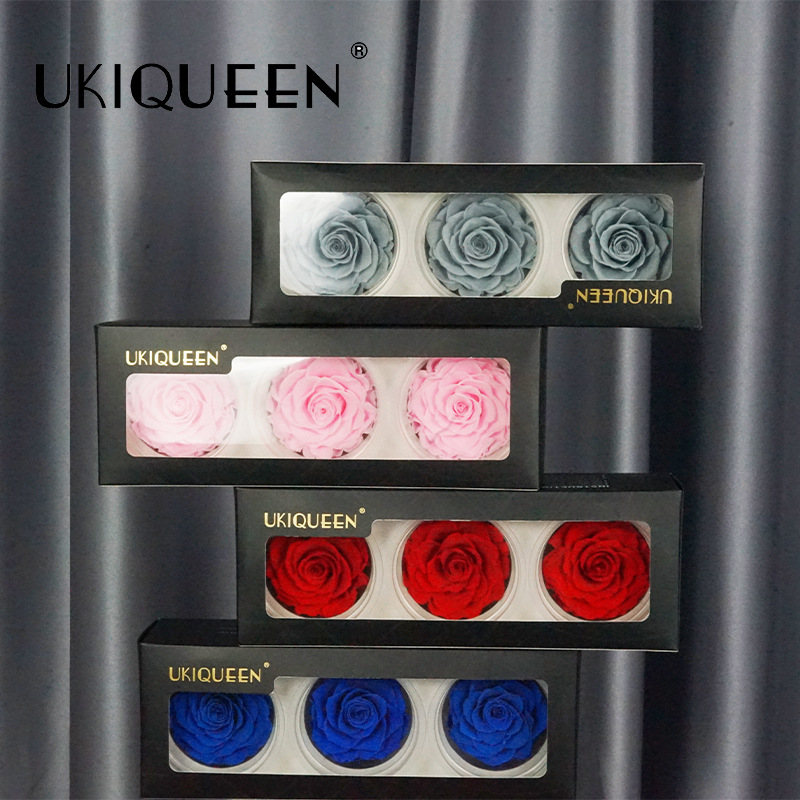UKIQUEEN 多色保鲜玫瑰盒 - 灰色、粉色、红色、蓝色