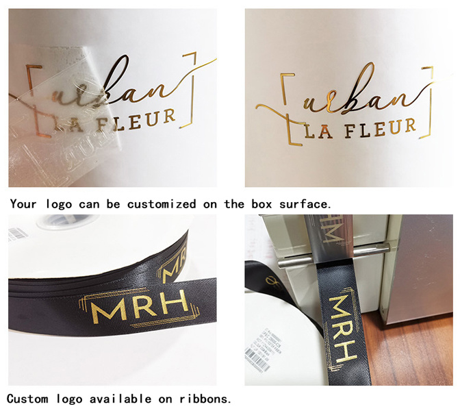 Custom branding with hot stamping on preserved rose gift boxes