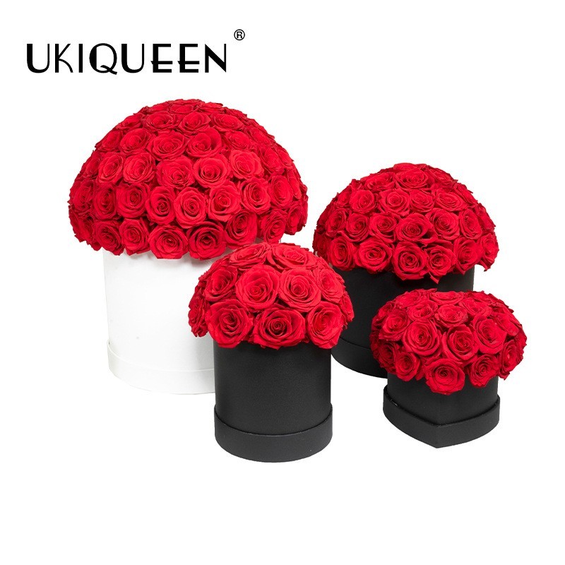 Luxury Round Box of Red Preserved Roses | Premium Gift | Wholesale