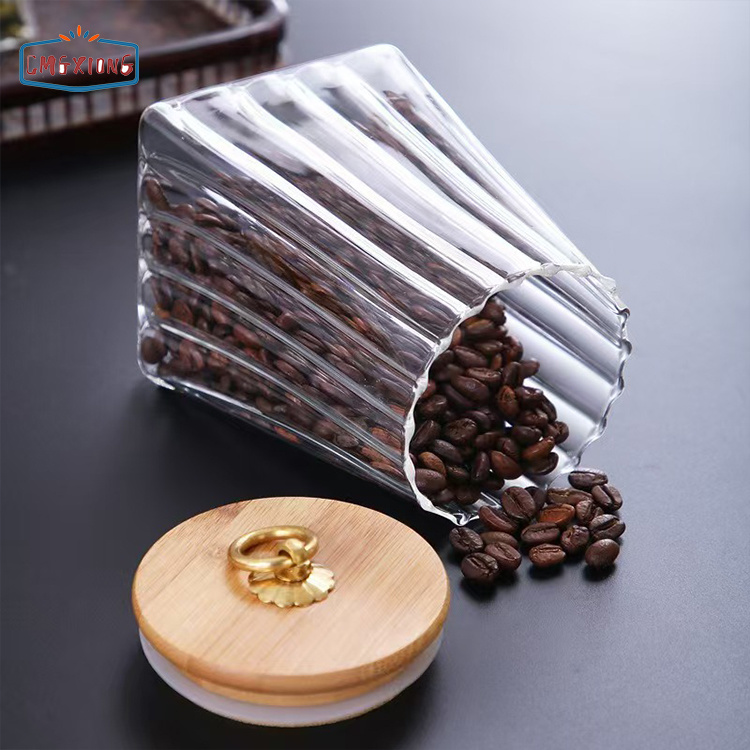 Modern Design Wooden-Lid Glass Airtight Canister for Kitchen Food Storage—Perfect for Grains, Tea, and Coffee Beans