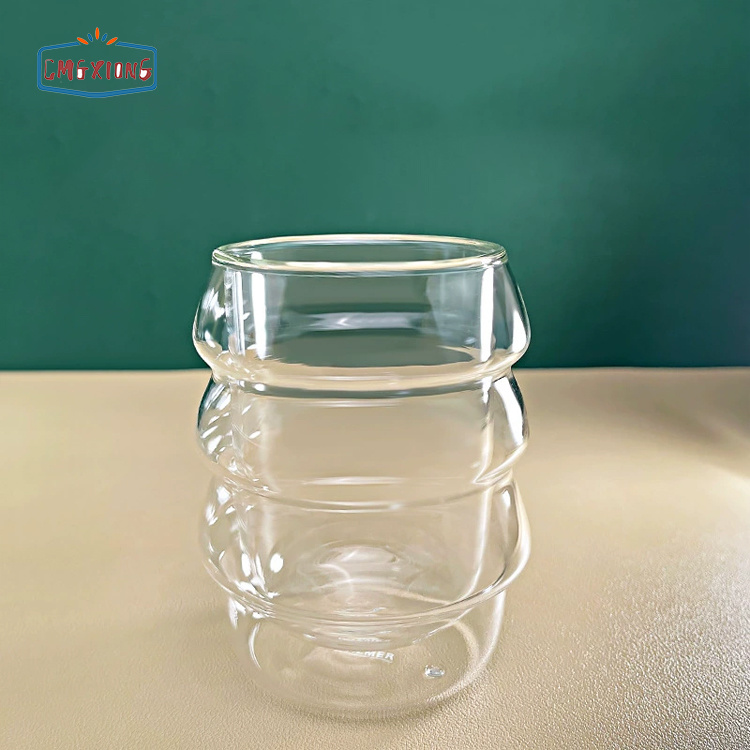 Creative High Borosilicate Cloud Double-layer 250ml Glass Cup Transparent Flower Tea Milk Wave Water Glasses