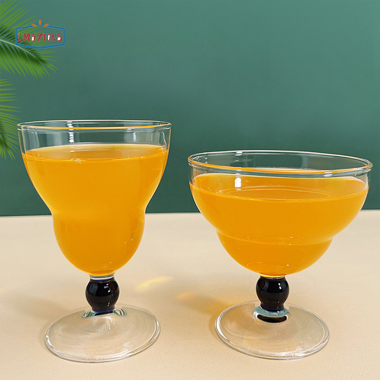 Creative High-Value Striped Goblet for Champagne Red Wine Juice High Borosilicate Dessert Glass for Home or Party Use