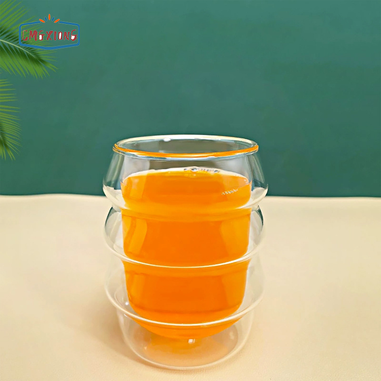 Household Creative High Borosilicate Cloud Double-layer Glass Cup Transparent Flower Tea Milk Coffee Insulation Wave Water Cup
