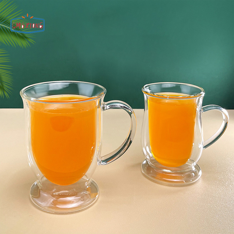 200ml 300ml Clear Borosilicate Glass Mugs Insulated Layer Coffee Cups Double Walled Glass Coffee Cup With Handle