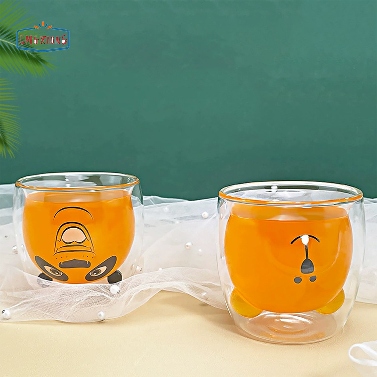Cute Design Double Wall Glass Cup Clear High Borosilicate Insulated Glass Coffee Cup