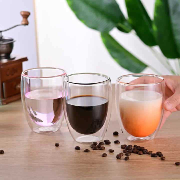 高质量可重复使用耐热双层透明玻璃咖啡杯马克杯