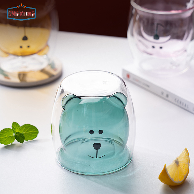 Cute Design Double Wall Glass Cup Clear High Borosilicate Insulated Glass Coffee Cup