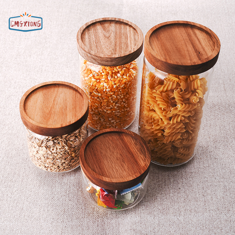 Wholesale 350ml 500ml 750ml 1000ml High Borosilicate Glass Food Storage Jars Set