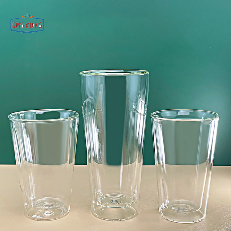 Wholesale High Borosilicate Heat Resistant Glass Coffee Mug Light Luxury European Double Wall Water Cup for Home and Office