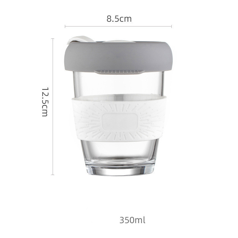 Ins Style 350 ml Glass Cup Mug Portable Coffee Water Juice Mug Car Travel Mug With Lid Accept Custom logo