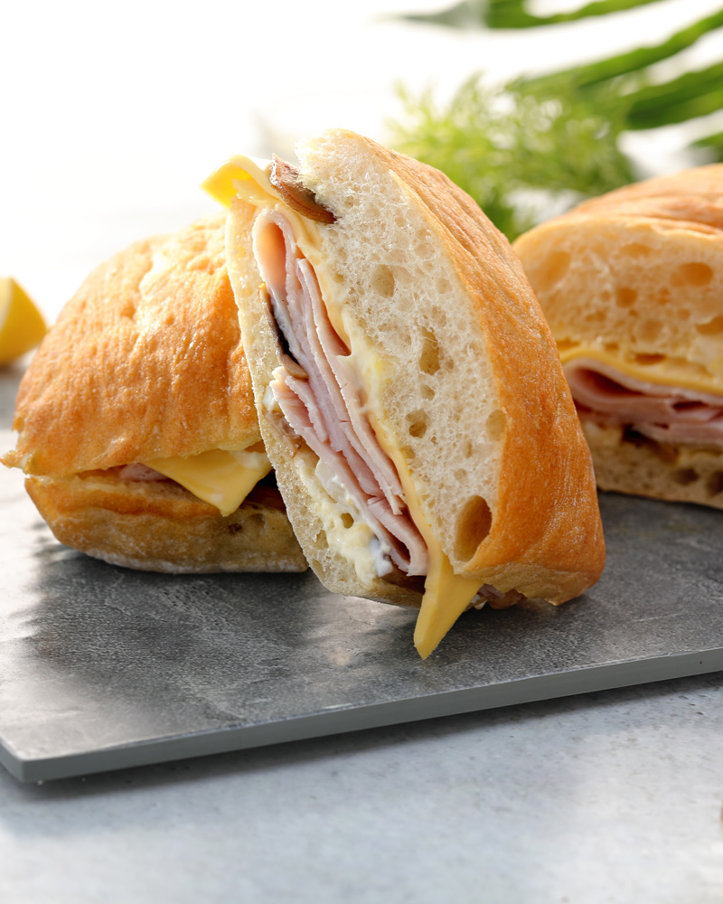 Ham mushroom sandwich