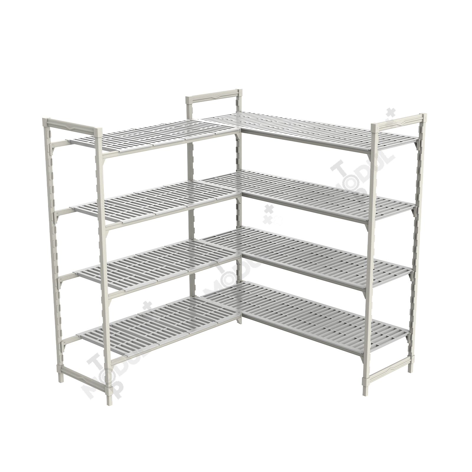 L-shaped plastic Shelving