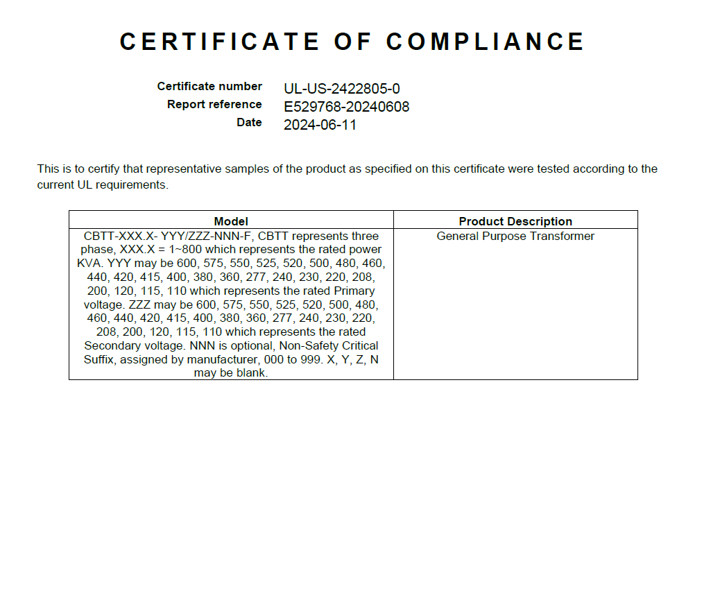 DSJ Achieves UL5085 Certification – Now Offering High-Quality Dry-Type Transformers!