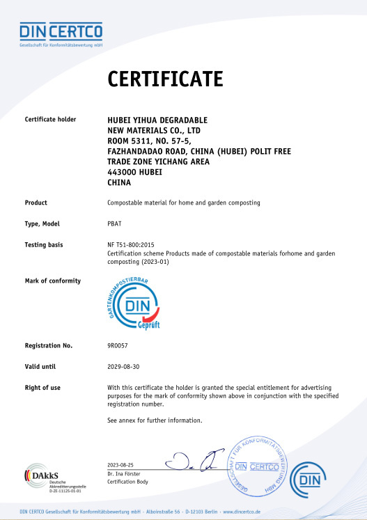 CERTIFICATE FOR COMPOSTABLE MATERIAL FOR HOME AND GARDEN COMPOSTING CERTIFICATE FOR COMPOSTABLE MATERIAL FOR HOME AND GARDEN COMPOSTING