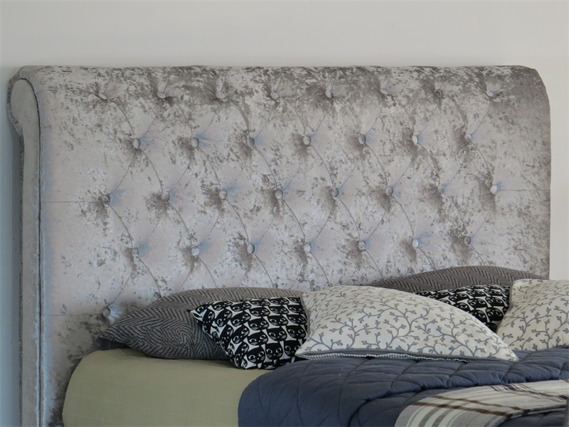 Silver Crush Velvet Bed