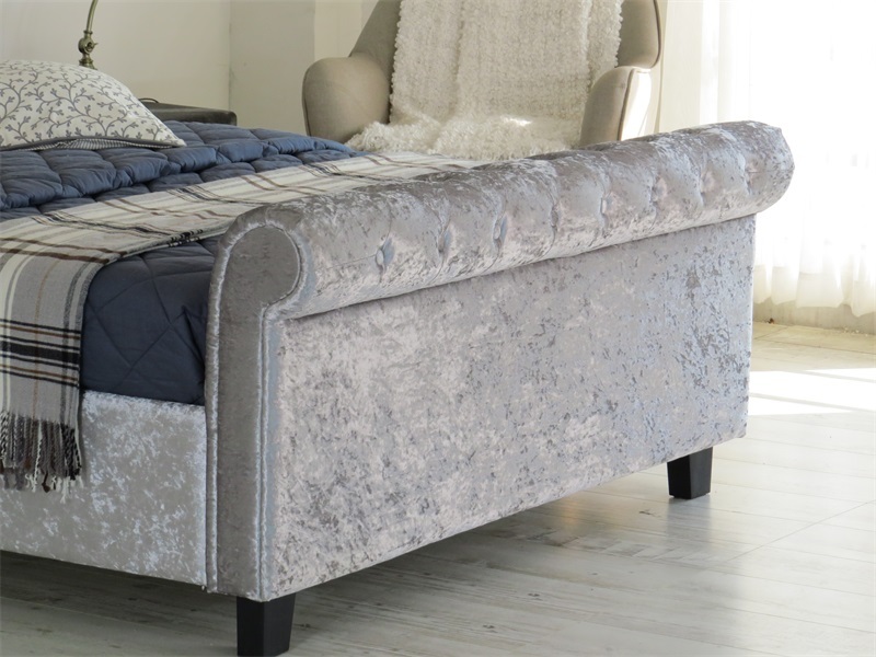 Silver Crush Velvet Bed