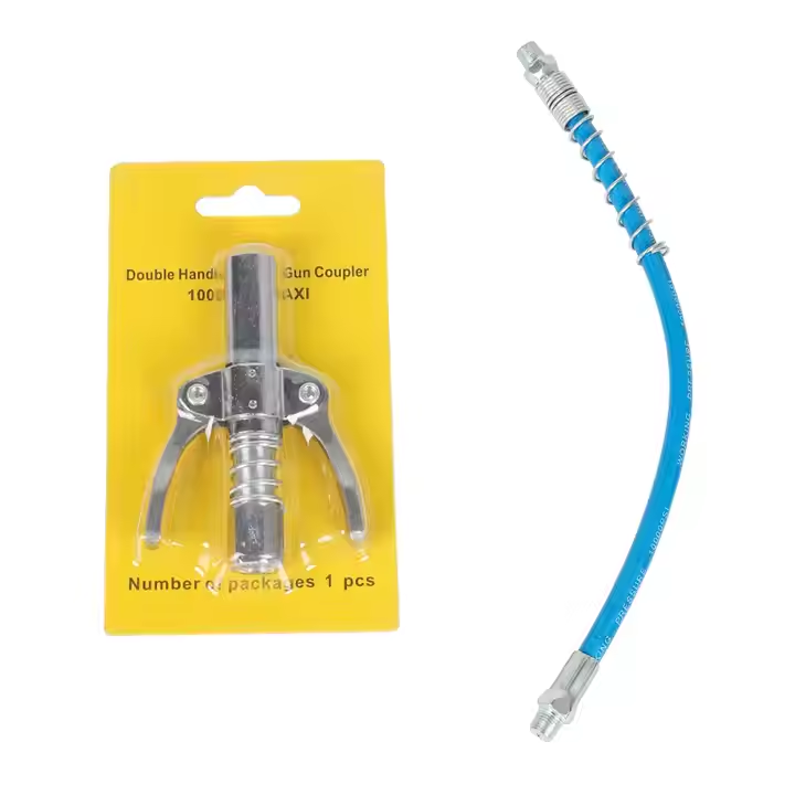 Double handle  grease nozzle coupler +30cm hose