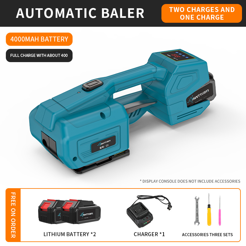 Electric strapping machine with 2 lithium battery