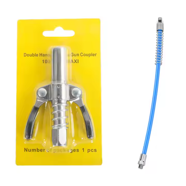 Double handle  grease nozzle coupler With a rubber sleeve+30cm hose