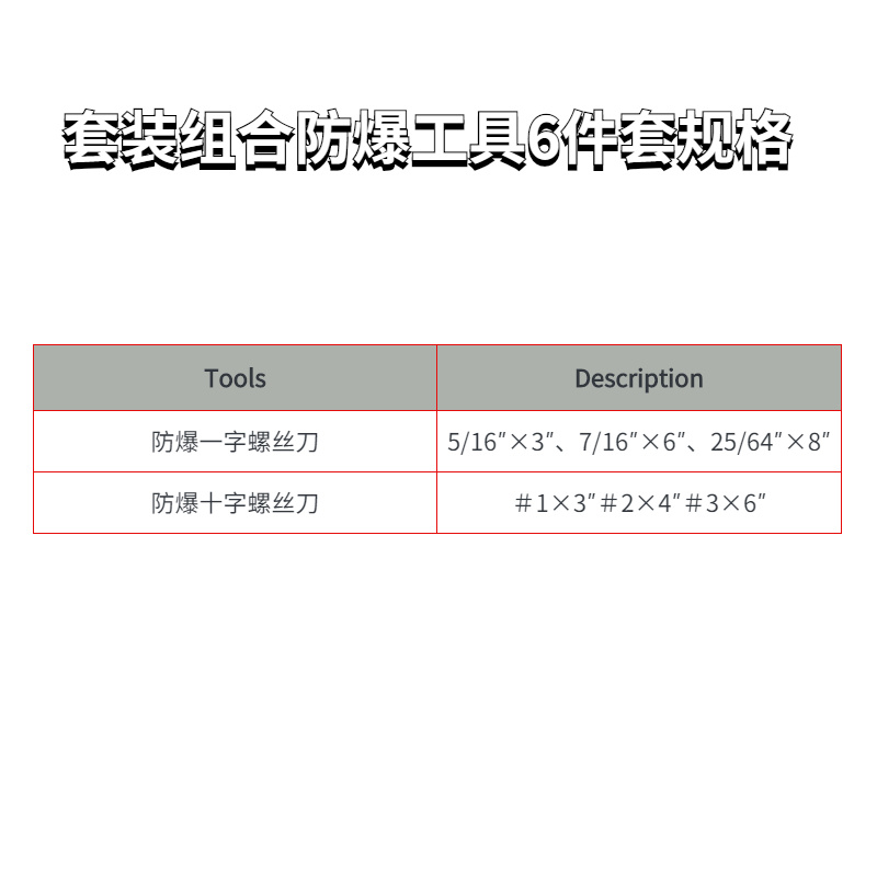 套裝組合防爆工具6件套SKV-6規(guī)格