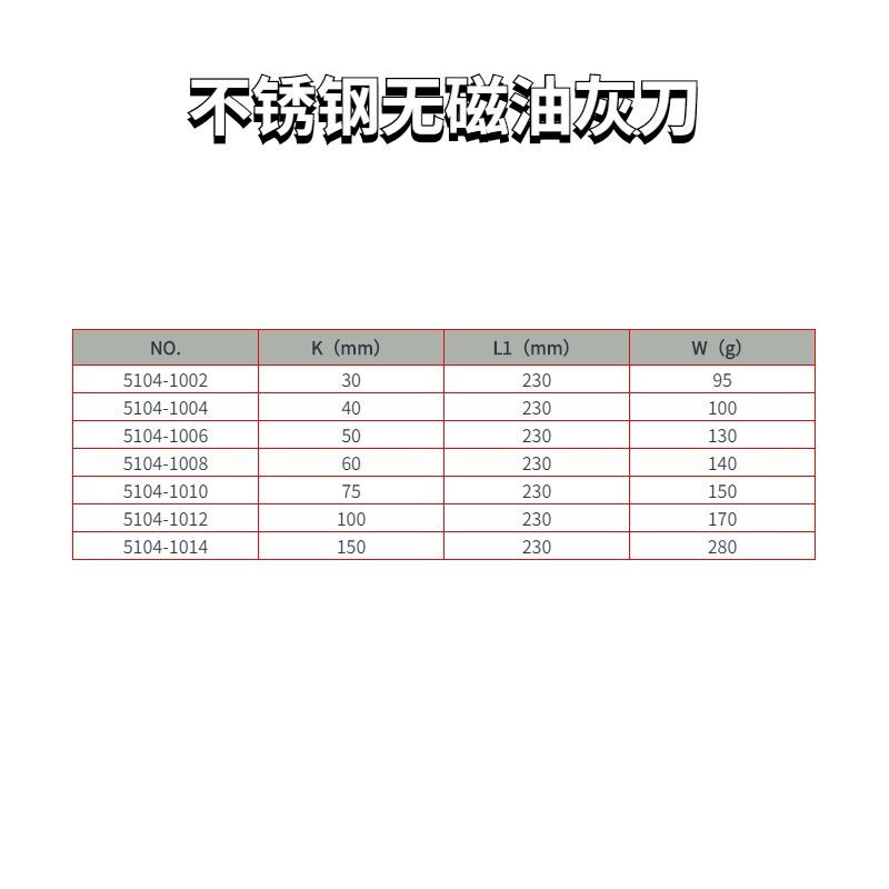 不銹鋼無磁油灰刀規(guī)格