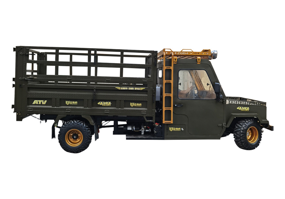 ZQB400-F8【众骑豹全地形车】方向盘电子助力丨4×4ATV农夫车丨四驱农夫车车厢2.2*1.4米丨双顶自卸丨400cc水冷发动机丨全地形山地越野四轮摩托车丨双座全封闭驾驶室