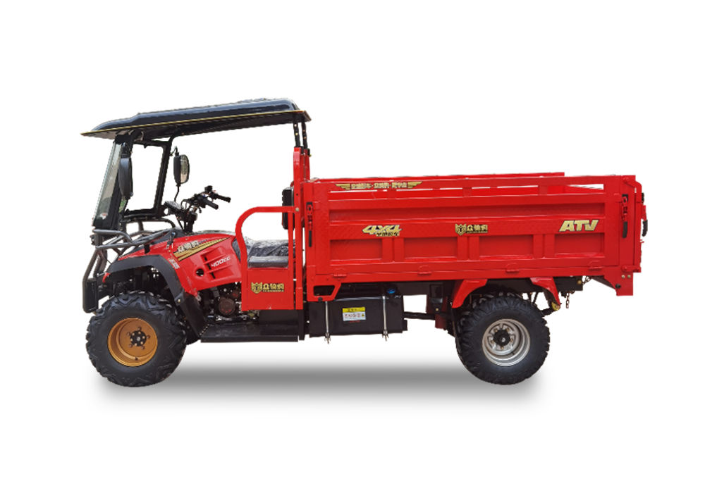 ZQB100-F6【众骑豹全地形车】把式机械助力丨4×4ATV农夫车丨四驱农夫车车厢2.4*1.4米丨双顶自卸丨400cc全地形山地越野四轮摩托车丨简易车棚