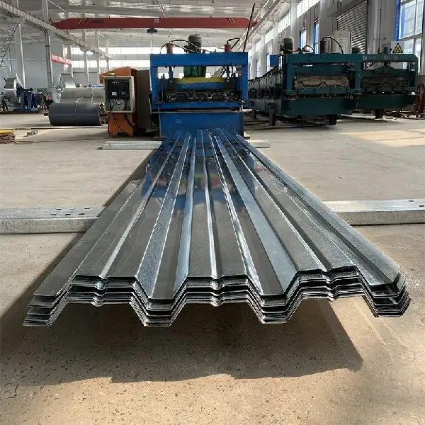 Galvanised corrugated steel tiles