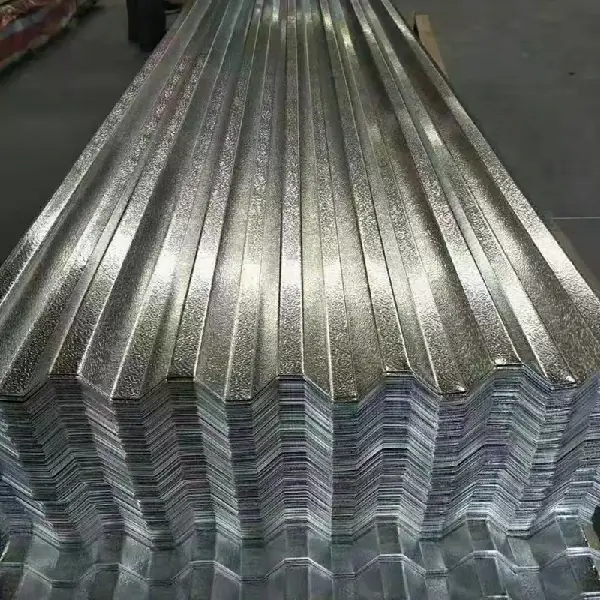 Galvanised corrugated steel tiles
