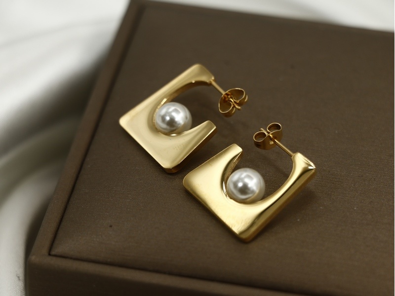 Pearl Geometry Square Earrings