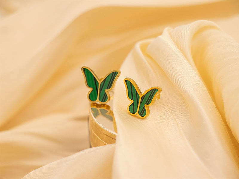 Shell butterfly necklace bracelet earrings ring set