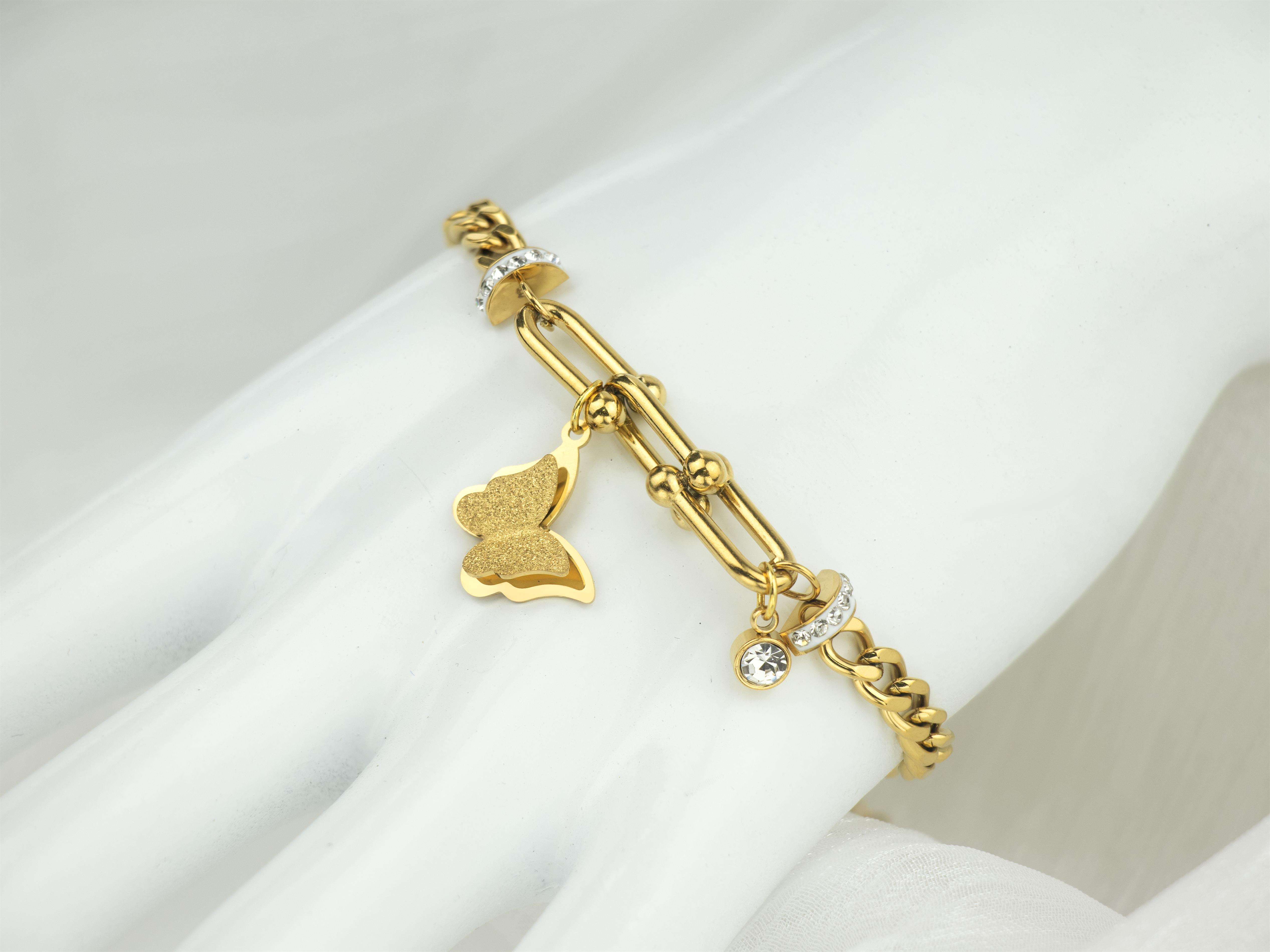 Butterfly Pendant Zircon Bracelet