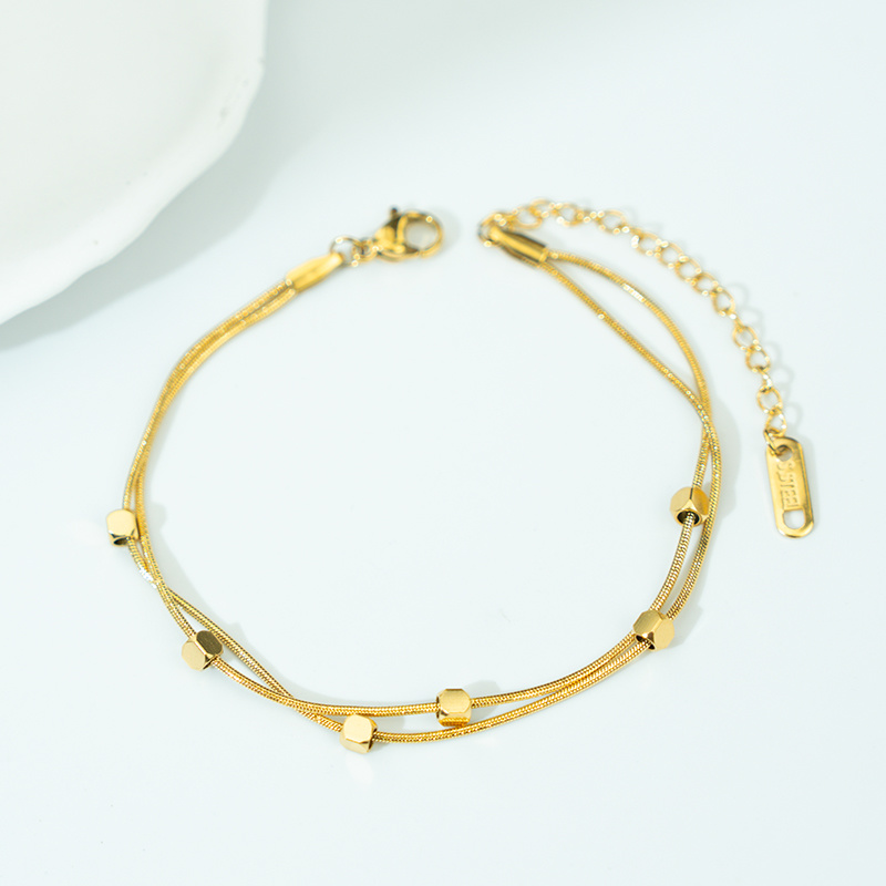 Geometric Double Chain Snake Chain Bracelet