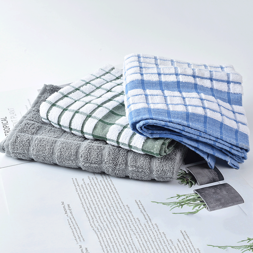Dish Towels | Kitchen Hand Towels | Large Dishcloths Set | Highly Absorbent Tea Towel, Soft with Hanging Loop | Natural Cotton| Check Design
