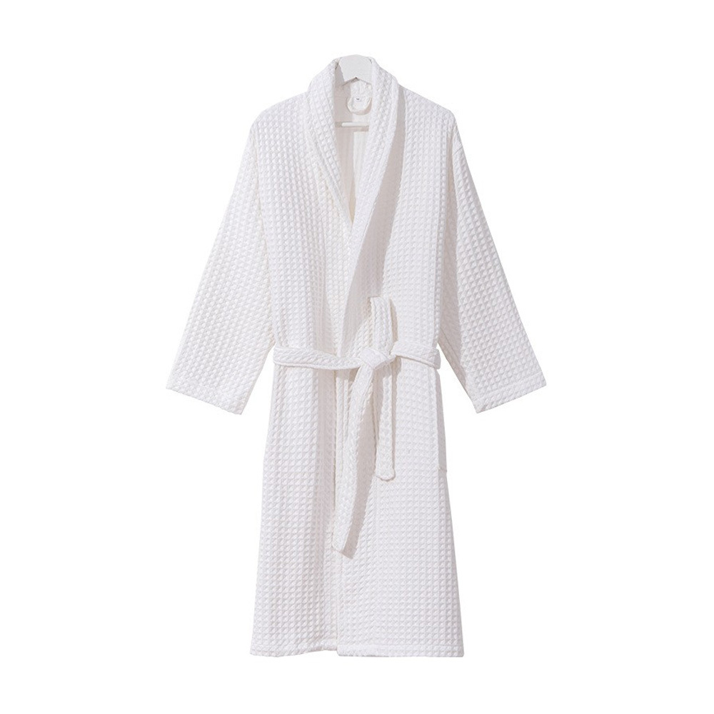 100% Cotton Waffle Bathrobe Soft Breathable Pajamas with Embroidery Hotel Wholesale Robe