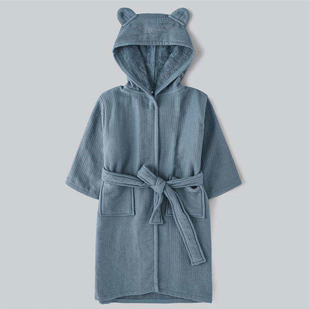 Lightweight Bathrobe with Hood Soft Cotton Waffle Knit Spa Towel Bathrobe for Boys Quick Dry Kids Bathrobe