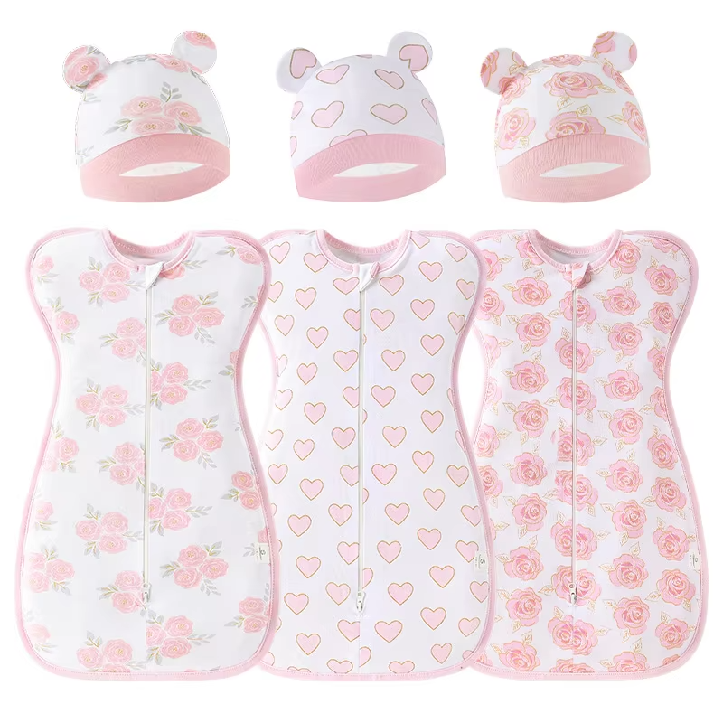 Cotton Baby Sleep Sack Printed Swaddle Transition Wearable Blanket for 6-12 Months