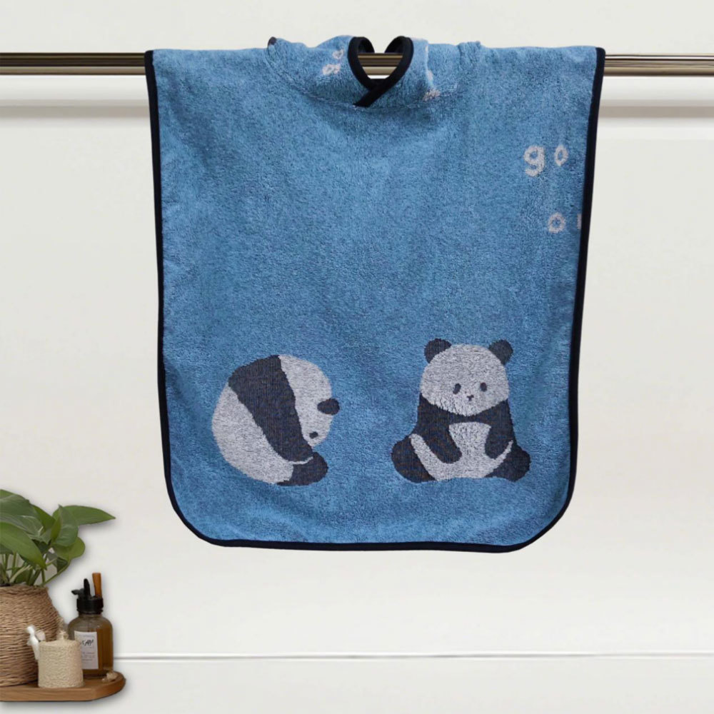 100% Cotton Jacquard Panda Design Poncho for Kids