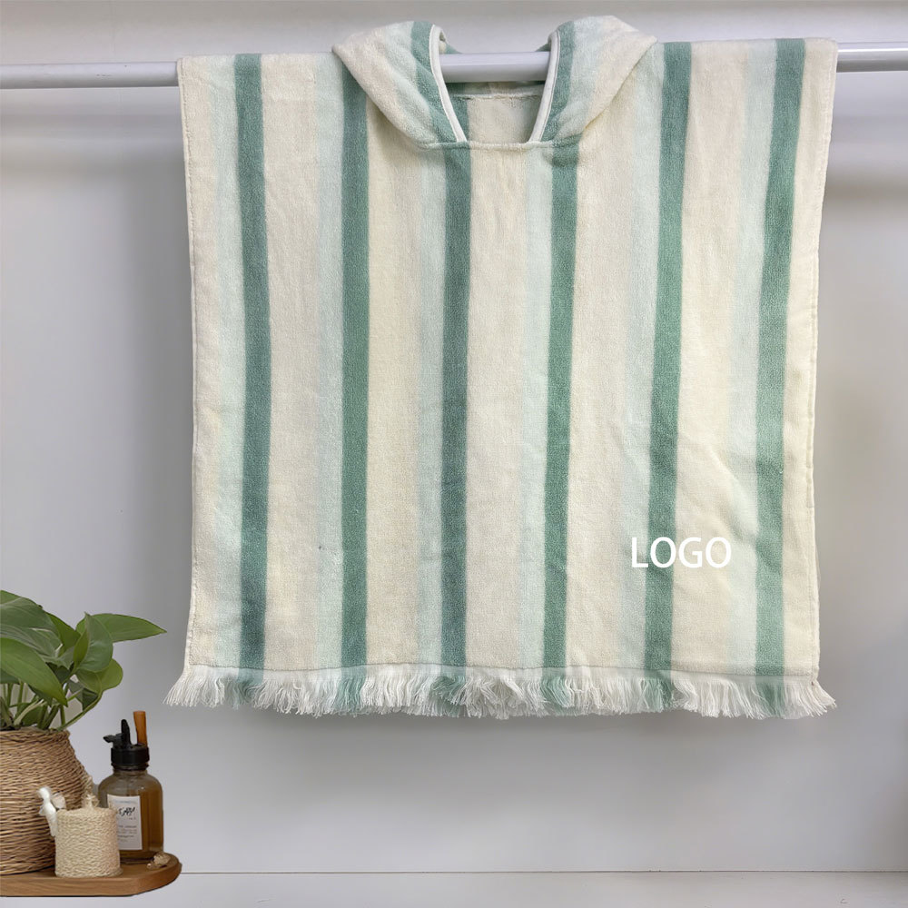 Soft Terry Cotton Poncho Baby Bath Towel Beach Towel Bathrobe for Kids 0-8 Years